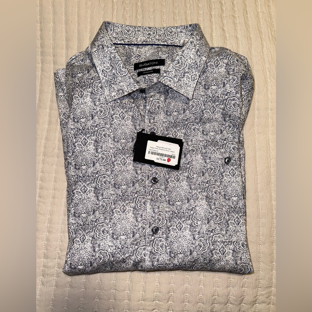 BUGATCHI Pell Ian Hill Golf Club Vintage Paisley Printed LS Woven-Shaped